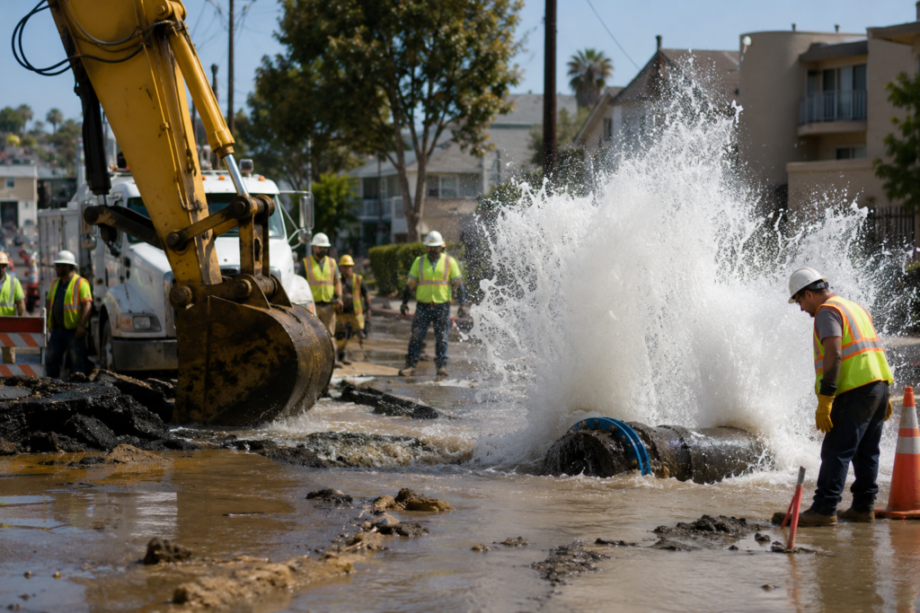 Nuevas roturas de tuberías de agua afectan a decenas de residentes en Los Ángeles