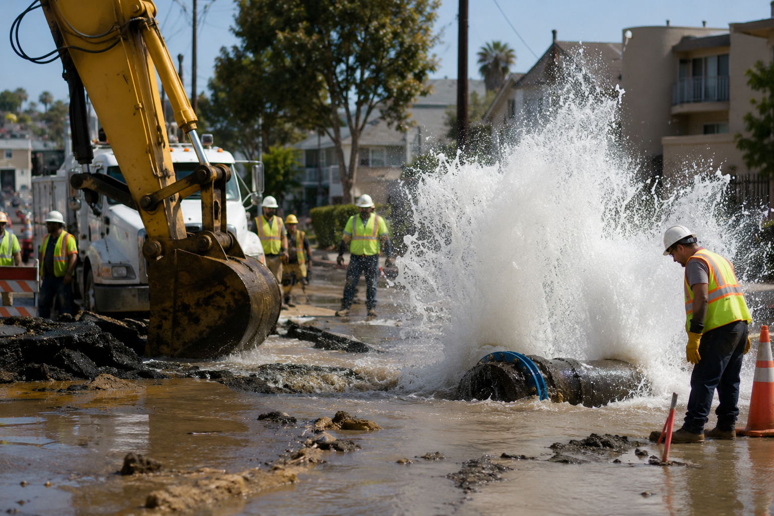 Nuevas roturas de tuberías de agua afectan a decenas de residentes en Los Ángeles