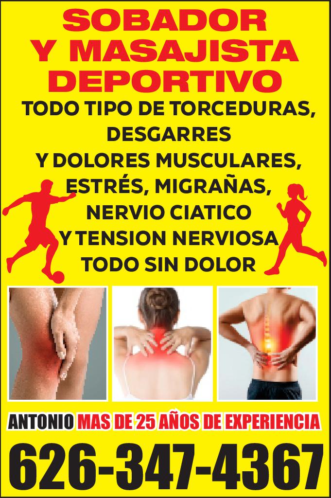 SOBADOR Y MASAJISTA DEPORTIVO